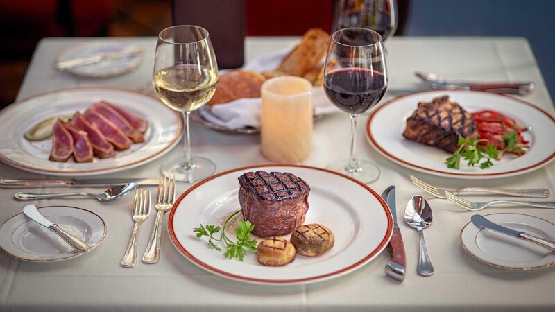 Three plated entrees focused on filet mignon.